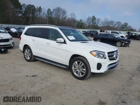 2018 Mercedes-Benz GLS with VIN 4JGDF6EE9JB077331, listed as a IAAI auction lot 41795143 with 99,148 mi miles. Bid and sale history available at carsss.com. Image 1.