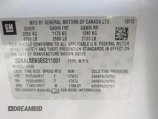 2014 Chevrolet Equinox LT with VIN 2GNALBEK9E6211091, listed as a IAAI auction lot 42095567 with 215,785 mi miles. Bid and sale history available at carsss.com. Image 9.