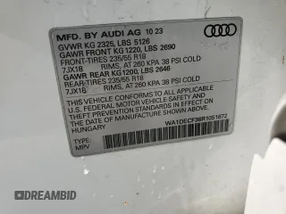 2024 Audi Q3 S line Premium z VIN WA1DECF36R1051672, wystawiony jako Copart lot #59265955 z przebiegiem 28 634 mil mil oraz Czysty tytuł • Clean title. Historia ofert i sprzedaży dostępna na DreamBid. Obrazek 13.