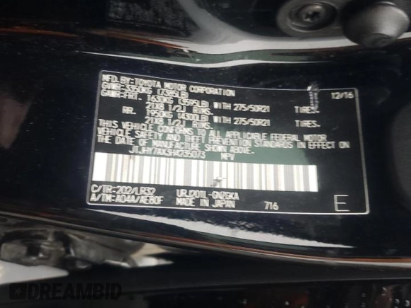 2017 Lexus LX 570 z VIN JTJHY7AX3H4235073, wystawiony jako Copart lot #39376813 z przebiegiem Nie podano mil oraz . Historia ofert i sprzedaży dostępna na DreamBid. Obrazek 14.