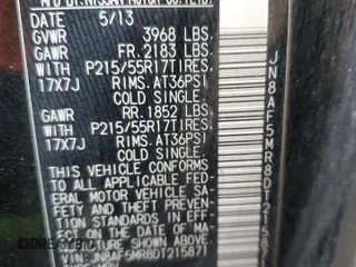 2013 Nissan Juke S with VIN JN8AF5MR8DT215871, listed as a Copart auction lot 52045335 with 135,185 mi miles and Salvage Title. Bid and sale history available at carsss.com. Image 12.