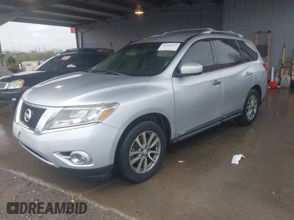 2013 Nissan Pathfinder SV with VIN 5N1AR2MM6DC614912, listed as a IAAI auction lot 41960647 with 148,176 mi miles and . Bid and sale history available at DreamBid. Image 2.