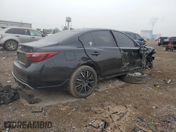2018 Infiniti Q50 Luxe with VIN JN1EV7AR6JM441982, listed as a Copart auction lot 59939945 with 97,702 mi miles and Salvage title. Bid and sale history available at DreamBid. Image 3.