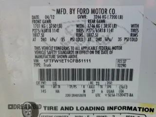 2012 Ford F-150 XL with VIN 1FTFW1ET1CFB51111, listed as a Copart auction lot 48585325 with 234,114 mi miles and Clean Title. Bid and sale history available at carsss.com. Image 12.