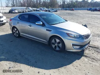 2013 Kia Optima Hybrid EX with VIN KNAGM4AD8D5058066, listed as a IAAI auction lot 41626230 with 107,402 mi miles. Bid and sale history available at carsss.com. Image 1.