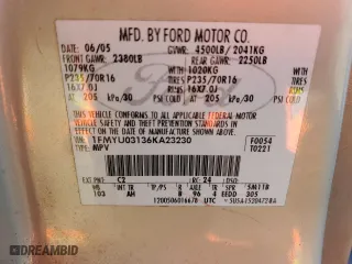 2006 Ford Escape XLT with VIN 1FMYU03136KA23230, listed as a Copart auction lot 48782825 with 142,302 mi miles and Salvage Title. Bid and sale history available at carsss.com. Image 14.