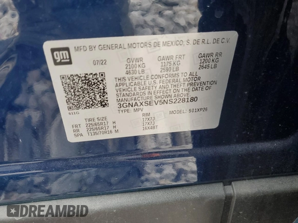 2022 Chevrolet Equinox LS z VIN 3GNAXSEV5NS228180, wystawiony jako Copart lot #52124125 z przebiegiem 12 639 mil mil oraz Czysty tytuł • Clean title. Historia ofert i sprzedaży dostępna na DreamBid. Obrazek 13.