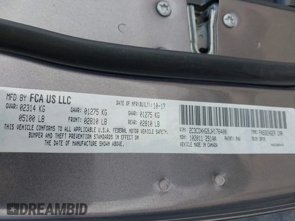 2018 Dodge Charger SXT Plus with VIN 2C3CDXHG9JH176400, listed as a IAAI auction lot 42128281 with 198,766 mi miles and . Bid and sale history available at carsss.com. Image 9.