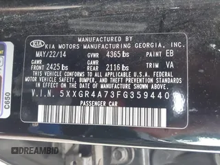 2015 Kia Optima SX with VIN 5XXGR4A73FG359440, listed as a IAAI auction lot 42126491 with 139,525 mi miles and . Bid and sale history available at carsss.com. Image 9.