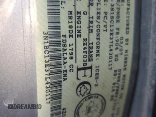 2007 Nissan Versa 1.8 S with VIN 3N1BC13E37L430117, listed as a Copart auction lot 48008845 with 255,460 mi miles and Salvage Title. Bid and sale history available at carsss.com. Image 12.
