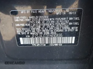 2014 Subaru Forester Limited with VIN JF2SJAJC0EH490695, listed as a IAAI auction lot 42211045 with 97,642 mi miles and . Bid and sale history available at DreamBid. Image 9.