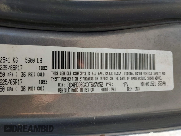 2013 Dodge Journey SXT with VIN 3C4PDDBGXDT607052, listed as a IAAI auction lot 42543102 with 157,325 mi miles and . Bid and sale history available at DreamBid. Image 9.