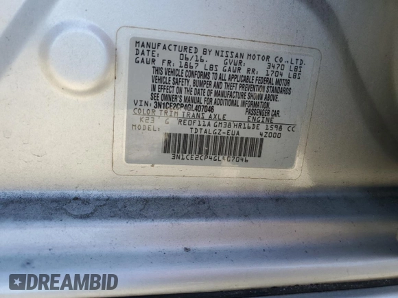 2016 Nissan Note SL с VIN 3N1CE2CP4GL407046, выставлен на аукционе Copart как лот 55273095 с пробегом 106 994 миль миль и Списание • Salvage title. История ставок и продаж доступна на DreamBid. Изображение 13.