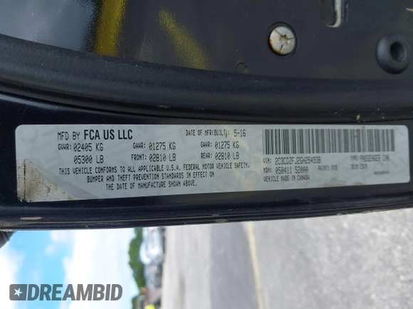 2016 Dodge Challenger R/T Scat Pack z VIN 2C3CDZFJ2GH254938, wystawiony jako IAAI lot #40888589 z przebiegiem 114 582 mil mil oraz . Historia ofert i sprzedaży dostępna na DreamBid. Obrazek 9.