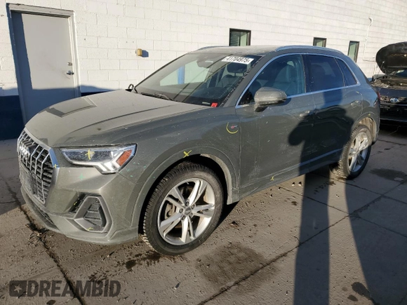 2020 Audi Q3 S line Premium Plus with VIN WA1EECF33L1004479, listed as a Copart auction lot 41704975 with 83,429 mi miles and Salvage title. Bid and sale history available at DreamBid. Image 1.