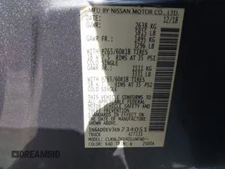 2019 Nissan Frontier SV with VIN 1N6AD0EV3KN734051, listed as a IAAI auction lot 42267554 with 60,310 mi miles and . Bid and sale history available at DreamBid. Image 9.