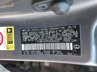 2013 Lexus ES 4dr Sdn with VIN JTHBK1GG9D2062663, listed as a IAAI auction lot 41662530 with 190,841 mi miles. Bid and sale history available at carsss.com. Image 9.