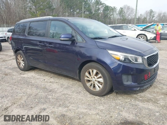 2018 Kia Sedona LX with VIN KNDMB5C15J6352017, listed as a IAAI auction lot 41787590 with 110,159 mi miles. Bid and sale history available at carsss.com. Image 1.