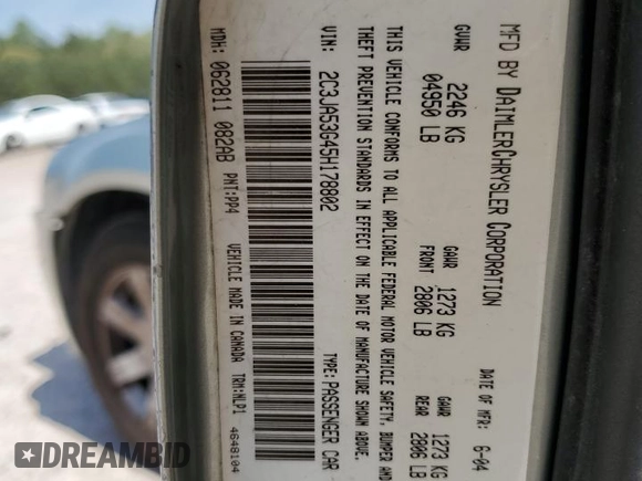 2005 Chrysler 300 with VIN 2C3JA53G45H178802, listed as a Copart auction lot 53713145 with 215,333 mi miles and Salvage Title. Bid and sale history available at carsss.com. Image 13.