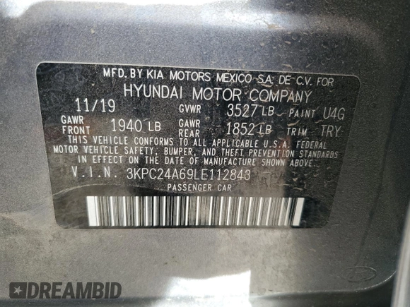 2020 Hyundai Accent SE with VIN 3KPC24A69LE112843, listed as a Copart auction lot 48774115 with 100,255 mi miles and Salvage Title. Bid and sale history available at carsss.com. Image 13.
