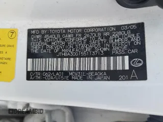 2005 Lexus ES 350 с VIN JTHBA30G155113713, выставлен на аукционе Copart как лот 82008504 с пробегом 285 295 миль миль и Списание • Salvage title. История ставок и продаж доступна на DreamBid. Изображение 12.