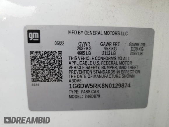 2022 Cadillac CT5 Luxury with VIN 1G6DW5RK8N0129874, listed as a Copart auction lot 79692414 with 35,773 mi miles and Salvage Title. Bid and sale history available at carsss.com. Image 14.