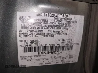 2006 Ford Five Hundred SEL с VIN 1FAFP24196G137352, выставлен на аукционе IAAI как лот 41910085 с пробегом Не указан миль и . История ставок и продаж доступна на DreamBid. Изображение 9.