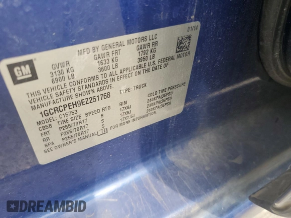 2014 Chevrolet Silverado 1500 Work Truck with VIN 1GCRCPEH9EZ251768, listed as a Copart auction lot 52595085 with 166,802 mi miles and Salvage Title. Bid and sale history available at DreamBid. Image 12.