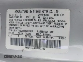 2012 Infiniti G37 x with VIN JN1CV6EL4CM473386, listed as a IAAI auction lot 41940275 with 130,964 mi miles and . Bid and sale history available at DreamBid. Image 9.
