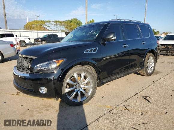 2011 Infiniti QX56 8-passenger with VIN JN8AZ2NC8B9303121, listed as a Copart auction lot 79643554 with 187,950 mi miles and Salvage Title. Bid and sale history available at carsss.com. Image 1.