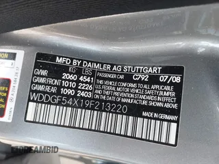 2009 Mercedes-Benz C 300 Sport with VIN WDDGF54X19F213220, listed as a IAAI auction lot 41920065 with 81,597 mi miles and . Bid and sale history available at DreamBid. Image 9.