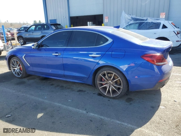 2019 Genesis G70 3.3T Advanced with VIN KMTG34LE2KU017061, listed as a Copart auction lot 46346405 with 95,592 mi miles and Salvage Title. Bid and sale history available at carsss.com. Image 2.