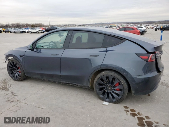 2022 Tesla Model Y Performance with VIN 7SAYGDEF4NF380863, listed as a Copart auction lot 45704715 with 42,600 mi miles and Salvage title. Bid and sale history available at DreamBid. Image 2.