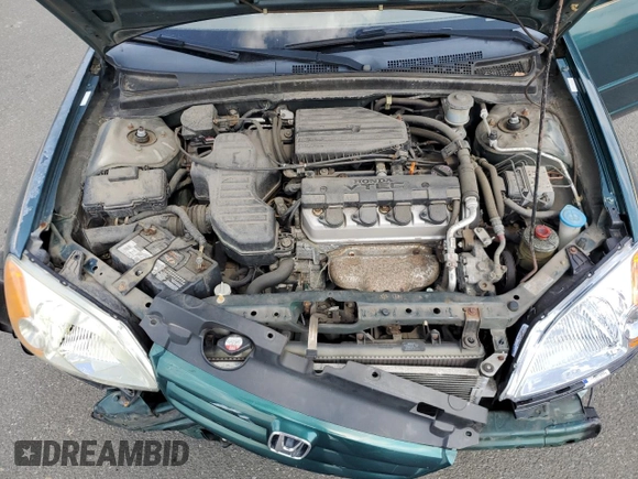 2001 Honda Civic EX with VIN 2HGES267X1H603553, listed as a Copart auction lot 66405794 with 51,269 mi miles and Salvage Title. Bid and sale history available at carsss.com. Image 11.