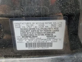 2020 Nissan Versa SR with VIN 3N1CN8FV9LL866404, listed as a Copart auction lot 50380165 with Not provided miles and Salvage title. Bid and sale history available at DreamBid. Image 14.