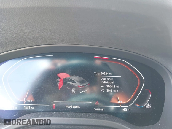 2024 BMW X4 xDrive30i z VIN 5UX33DT09R9W67695, wystawiony jako IAAI lot #42087562 z przebiegiem 20 324 mil mil oraz . Historia ofert i sprzedaży dostępna na DreamBid. Obrazek 7.