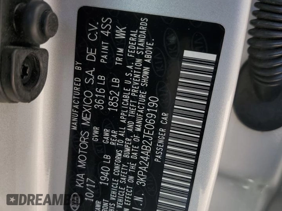 2018 Kia Rio LX with VIN 3KPA24AB2JE069190, listed as a Copart auction lot 51921505 with 73,312 mi miles and Salvage Title. Bid and sale history available at carsss.com. Image 12.