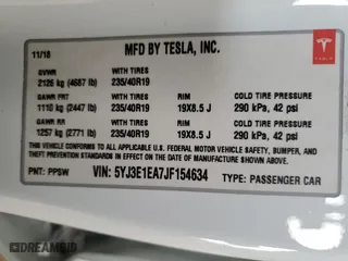 2018 Tesla Model 3 Long Range Battery with VIN 5YJ3E1EA7JF154634, listed as a Copart auction lot 53259305 with 0 mi miles and Salvage Title. Bid and sale history available at carsss.com. Image 14.