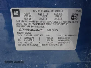 2016 Chevrolet Silverado 1500 LT with VIN 1GCVKREC4GZ312223, listed as a IAAI auction lot 42047809 with 35,088 mi miles. Bid and sale history available at carsss.com. Image 9.