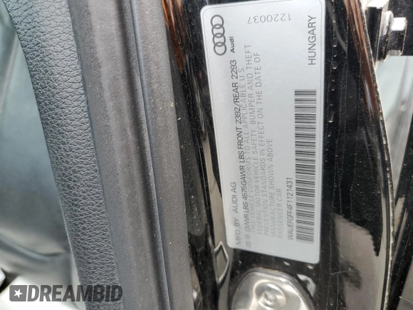 2015 Audi A3 2.0T Premium Plus with VIN WAUEFGFF4F1121431, listed as a Copart auction lot 63628503 with 0 mi miles. Bid and sale history available at carsss.com. Image 12.
