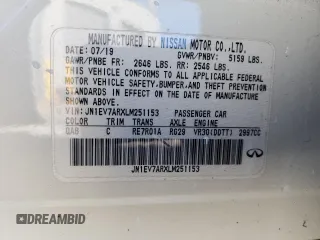 2020 Infiniti Q50 3.0t LUXE with VIN JN1EV7ARXLM251153, listed as a Copart auction lot 44759545 with 54,476 mi miles and Salvage Title. Bid and sale history available at carsss.com. Image 12.