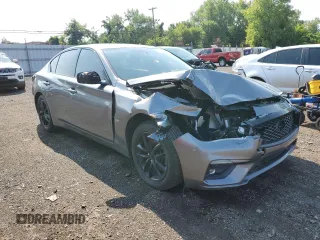 2019 Infiniti Q50 Luxe with VIN JN1EV7AR7KM557600, listed as a Copart auction lot 65713405 with 48,542 mi miles and Salvage title. Bid and sale history available at DreamBid. Image 4.
