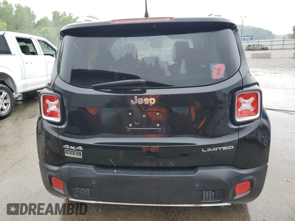 2017 Jeep Renegade Limited with VIN ZACCJBDB4HPG64017, listed as a Copart auction lot 57458665 with 47,298 mi miles and Salvage title. Bid and sale history available at DreamBid. Image 6.