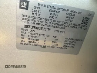 2013 GMC Terrain SLT с VIN 2GKFLVEK0D6326178, выставлен на аукционе Copart как лот 65476985 с пробегом 73 748 миль миль и Чистый • Clean title. История ставок и продаж доступна на DreamBid. Изображение 10.