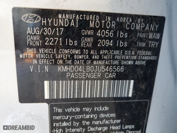 2018 Hyundai Elantra Sport with VIN KMHD04LB0JU546566, listed as a Copart auction lot 82096514 with 97,050 mi miles and Salvage Title. Bid and sale history available at carsss.com. Image 12.
