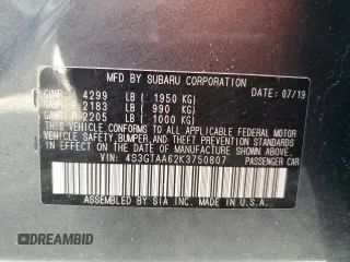 2019 Subaru Impreza with VIN 4S3GTAA62K3750807, listed as a Copart auction lot 61578465 with 48,820 mi miles and Salvage title. Bid and sale history available at DreamBid. Image 13.