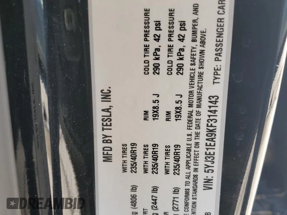 2019 Tesla Model 3 Mid Range z VIN 5YJ3E1EA9KF314143, wystawiony jako Copart lot #53564335 z przebiegiem 77 168 mil mil oraz Szkoda całkowita • Salvage title. Historia ofert i sprzedaży dostępna na DreamBid. Obrazek 13.
