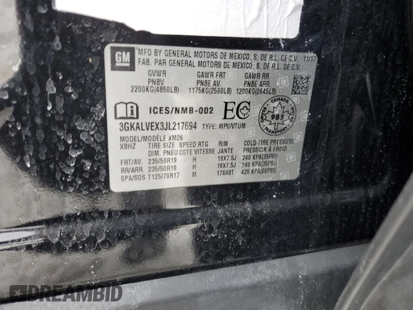 2018 GMC Terrain SLT with VIN 3GKALVEX3JL217694, listed as a Copart auction lot 87689185 with 76,081 mi miles and Salvage Title. Bid and sale history available at carsss.com. Image 13.