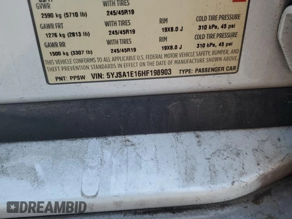 2017 Tesla Model S 60 with VIN 5YJSA1E16HF198903, listed as a Copart auction lot 60601565 with Not provided miles and Clean title. Bid and sale history available at DreamBid. Image 12.