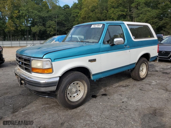 1995 Ford Bronco Custom with VIN 1FMEU15H6SLA81758, listed as a Copart auction lot 74821064 with 0 mi miles and Salvage Title. Bid and sale history available at carsss.com. Image 1.